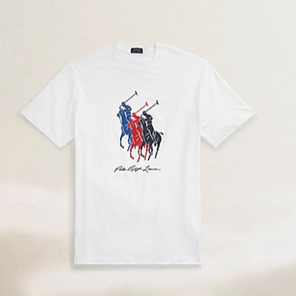 Polo by Ralph Lauren White Tee with Blue, Red, and Black Graphic